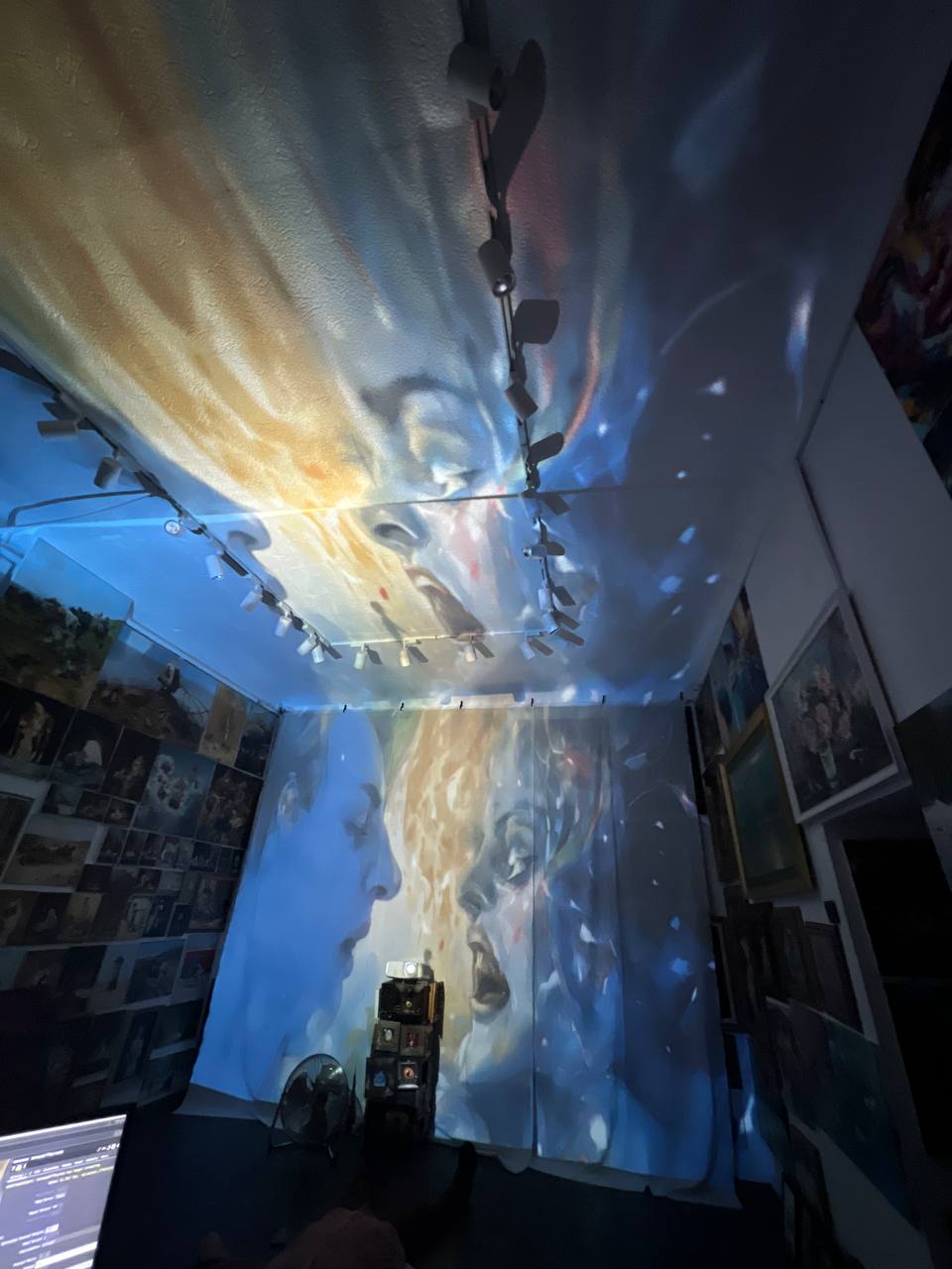 Paintings projected on the walls and ceiling of Gallery 36 during the immersive show