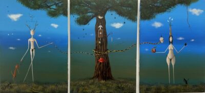Adam & Eva  – triptych - a painting by Jarosław Kiełczyński
