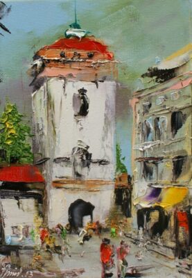 Brama Floriańska - a painting by Alfred Anioł