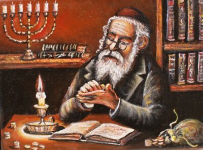 Żyd liczący pieniądze - a painting by Artur Partycki