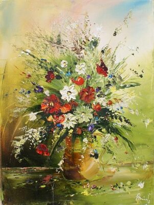 Kwiaty - a painting by Alfred Anioł