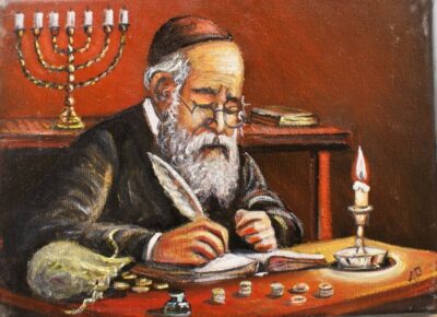 Żyd liczący pieniądze - a painting by Artur Partycki