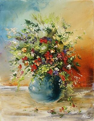 Kwiaty w wazonie - a painting by Alfred Anioł