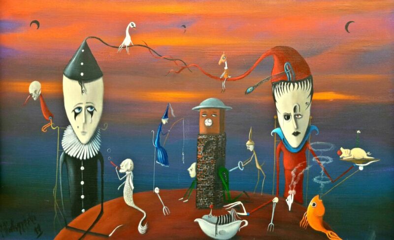 Przy stole - a painting by Jarosław Kiełczyński