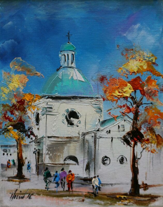 Kościół św Wojciecha - a painting by Alfred Anioł