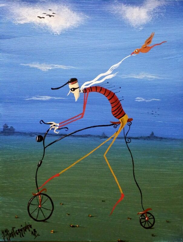 Rowerzysta - a painting by Jarosław Kiełczyński