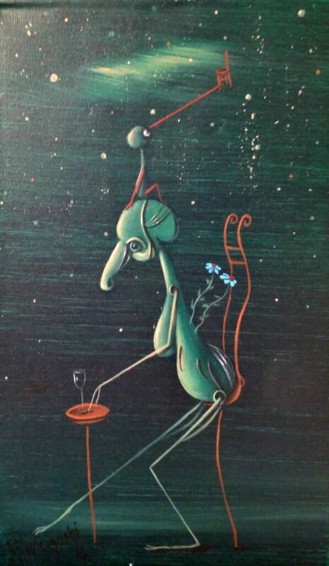 Przy drinku - a painting by Jarosław Kiełczyński