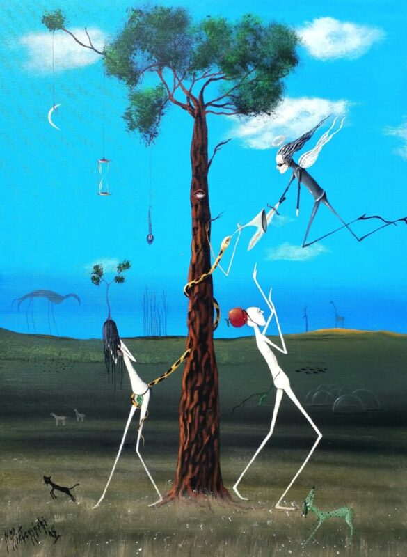 Adam i Ewa Wygnanie - a painting by Jarosław Kiełczyński