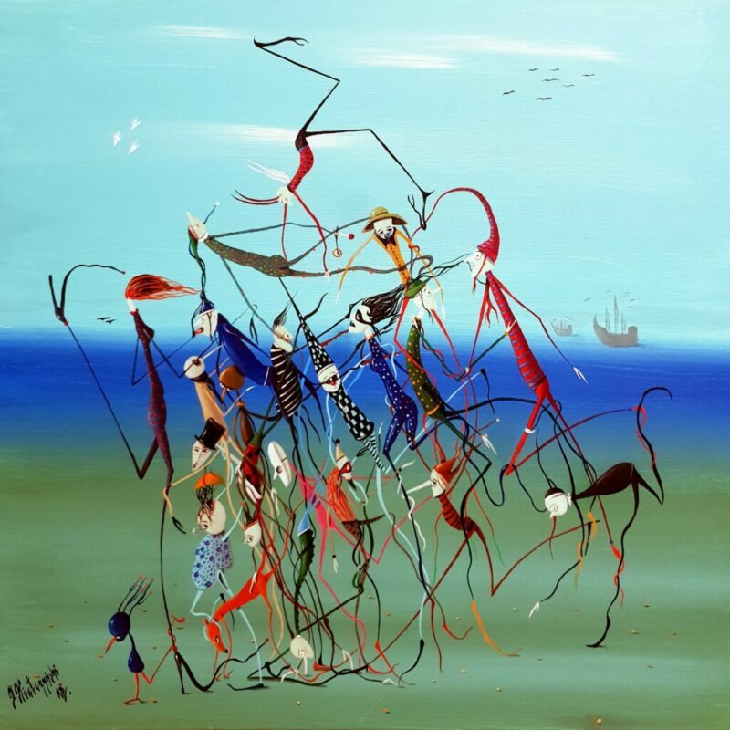 Frywolni swawolnicy nie boją się okrętów świętej inkwizycji - a painting by Jarosław Kiełczyński