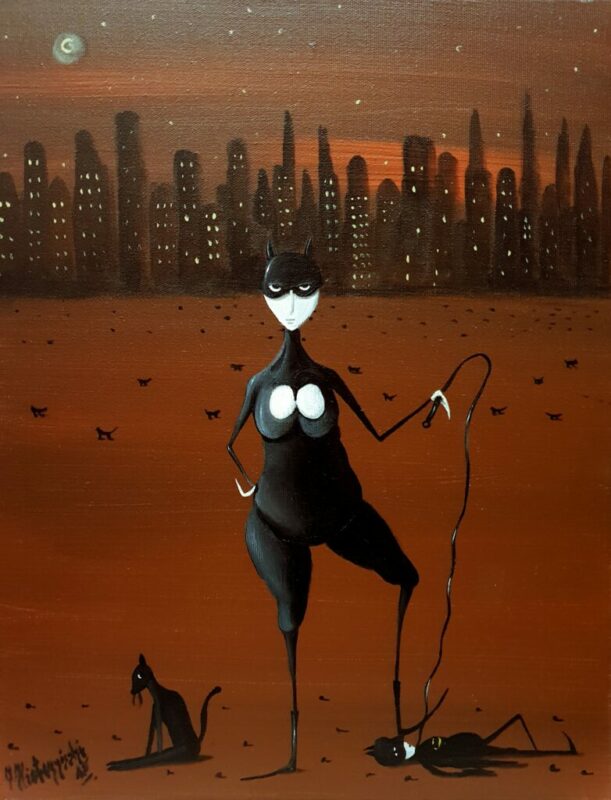 Kobieta kot - a painting by Jarosław Kiełczyński