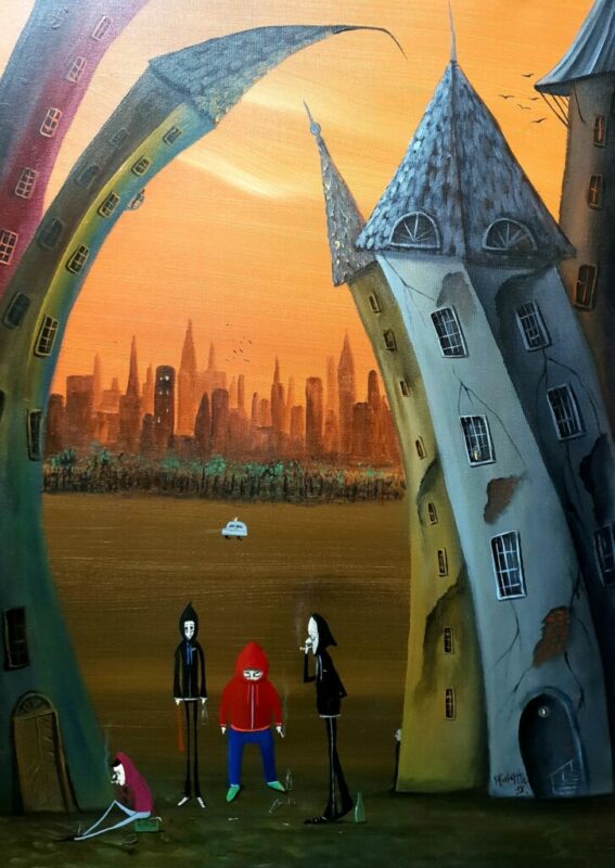 Na dzielnicy - a painting by Jarosław Kiełczyński