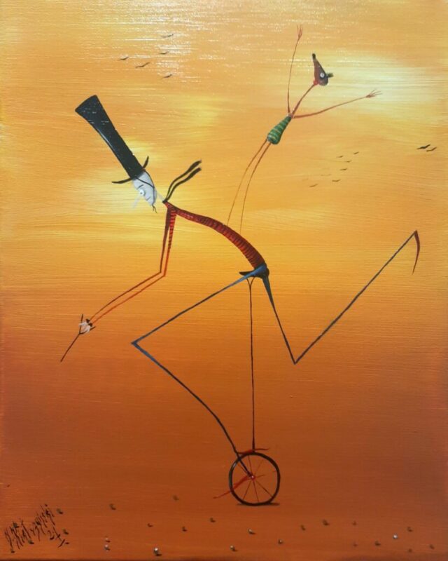 Rowerzysta - a painting by Jarosław Kiełczyński