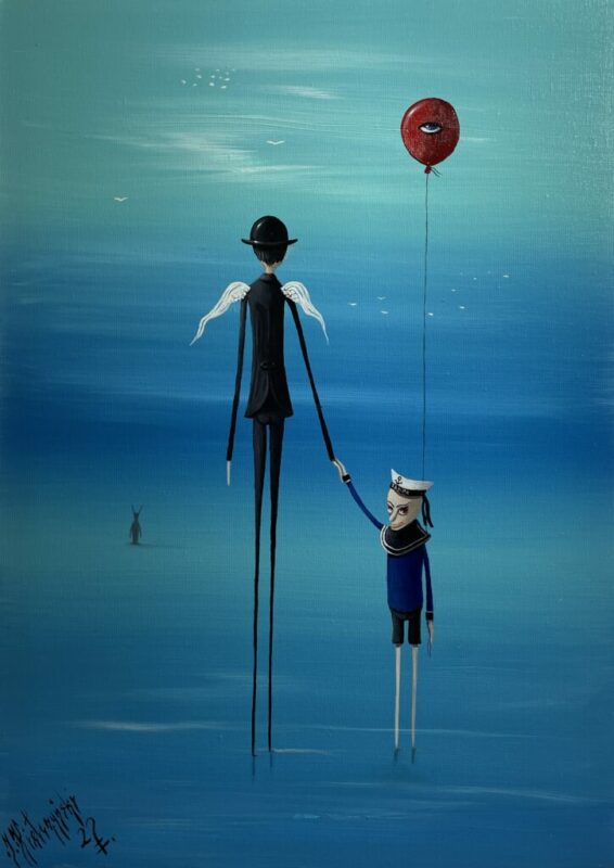 Knock knock - a painting by Jarosław Kiełczyński