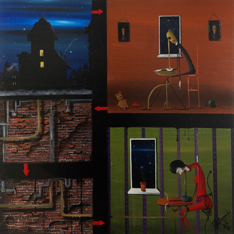 Trought the nose to the heart - a painting by Jarosław Kiełczyński