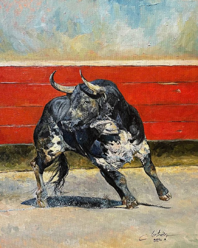 Spanish bull - a painting by Zbigniew Cortez Zając