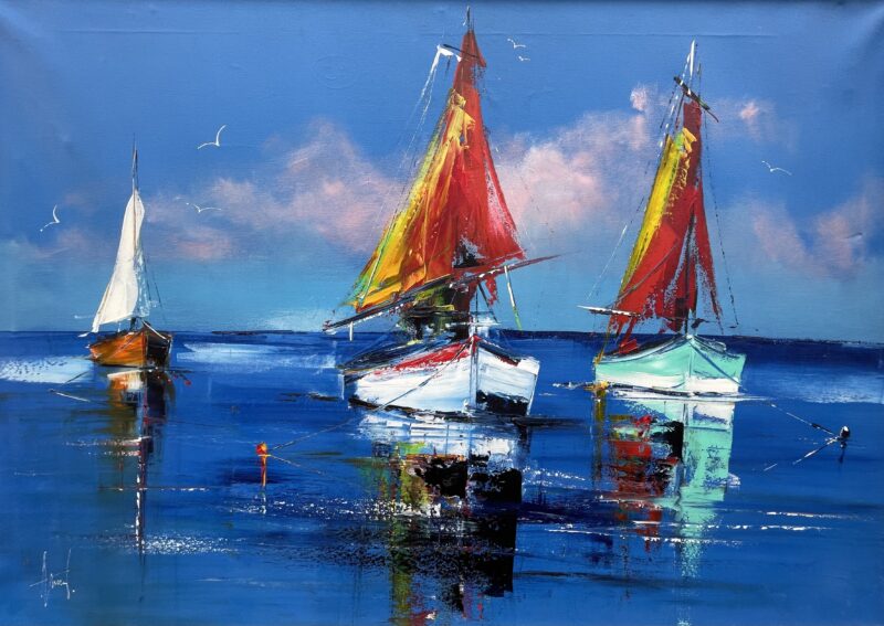 Boats - a painting by Alfred Anioł