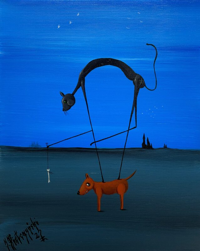 Cat domination - a painting by Jarosław Kiełczyński