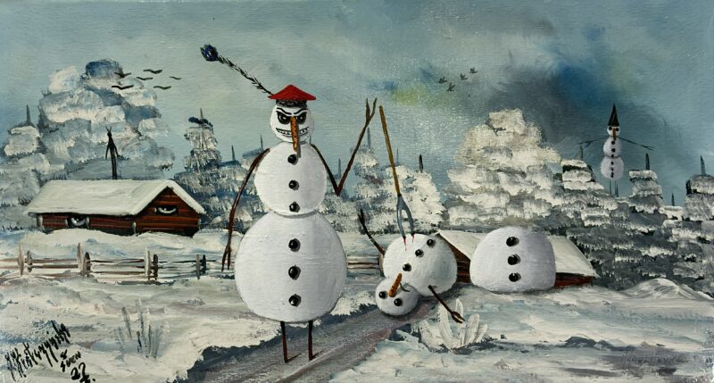 Disco at the village - a painting by Jarosław Kiełczyński