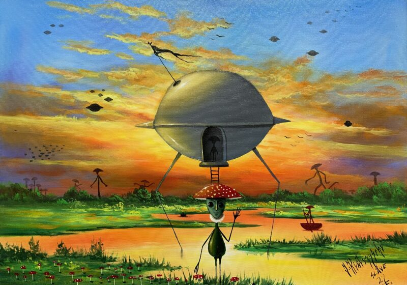 Amanita invasion - a painting by Jarosław Kiełczyński