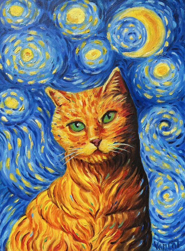 Van Gogh cat - a painting by Przemiła Kościelna