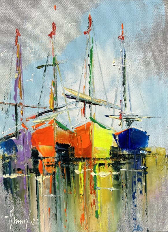 Boats - a painting by Alfred Anioł