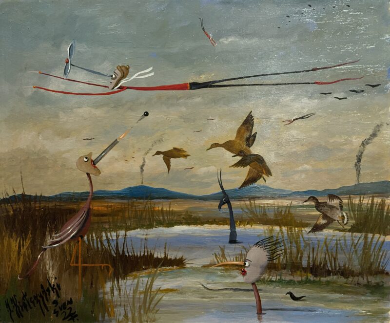 Lucjan aviator - a painting by Jarosław Kiełczyński