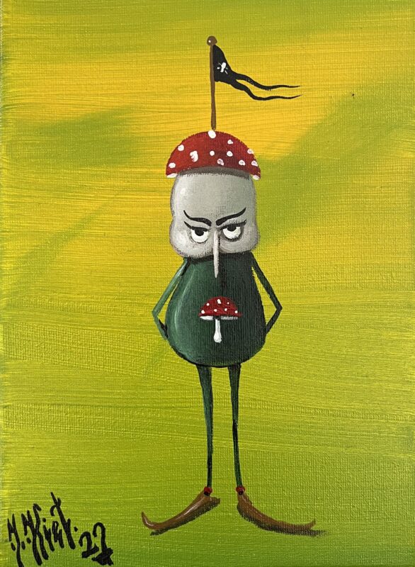 Mushroom picker - a painting by Jarosław Kiełczyński