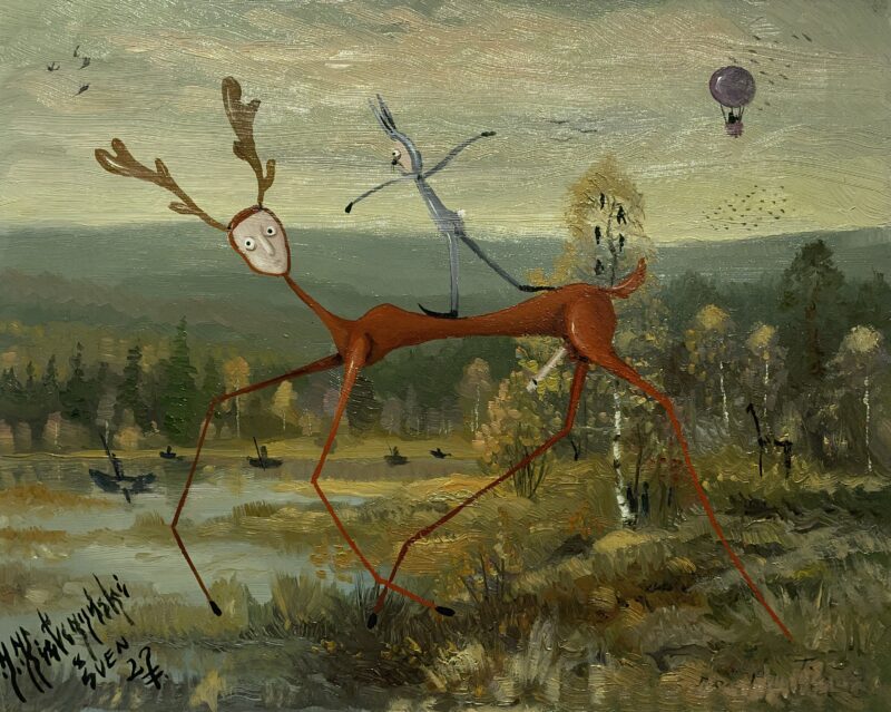 Rudolf gallops to the orgy - a painting by Jarosław Kiełczyński