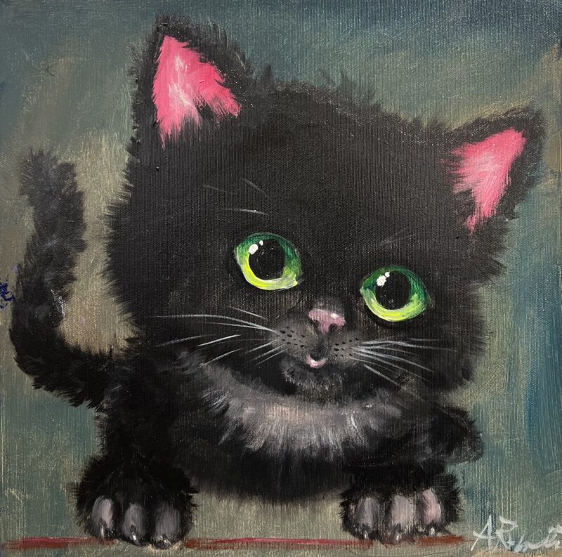 Black cat - a painting by Adam Rawicz