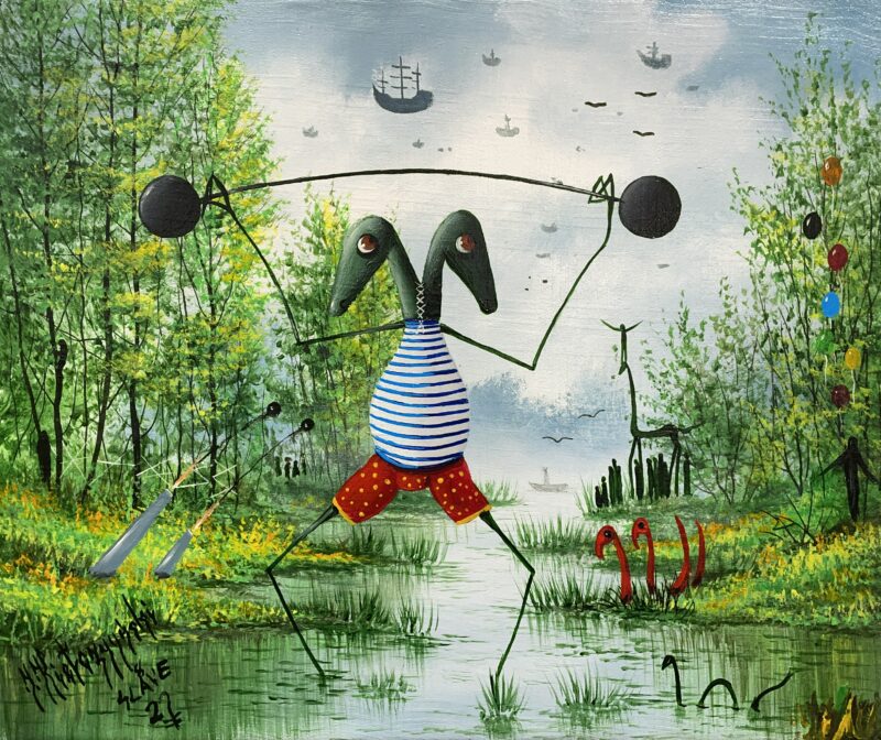 Weightlifter - a painting by Jarosław Kiełczyński