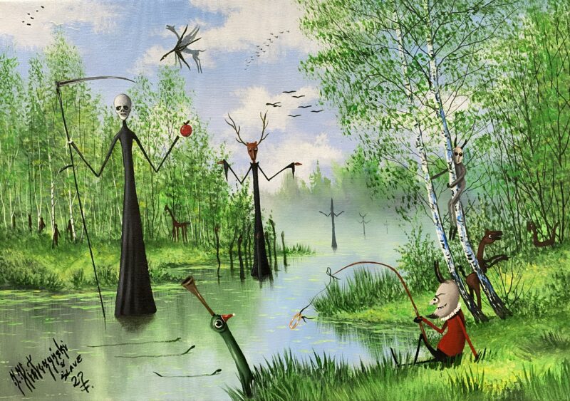 Fisherman - a painting by Jarosław Kiełczyński