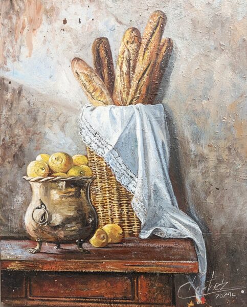 Lemons and baugettes - a painting by Zbigniew Cortez Zając