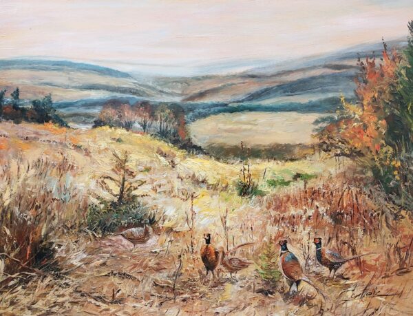 Pheasants and chickens - a painting by Zbigniew Cortez Zając