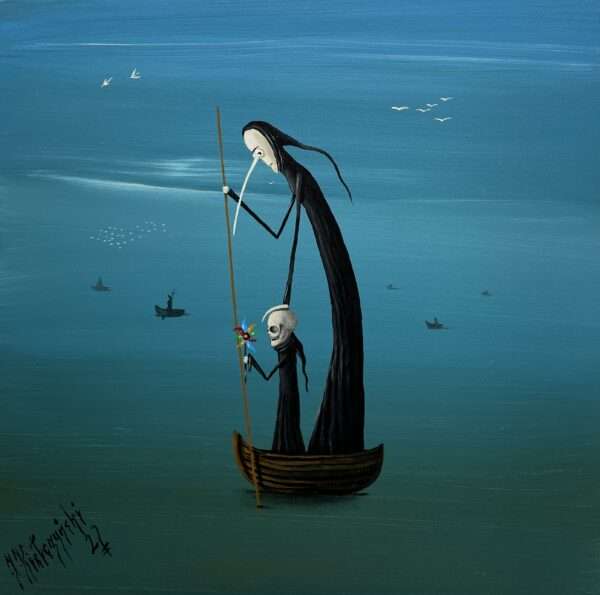 Father Charon and his son - a painting by Jarosław Kiełczyński