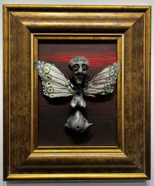 Flying curator lady - a painting by Jarosław Kiełczyński