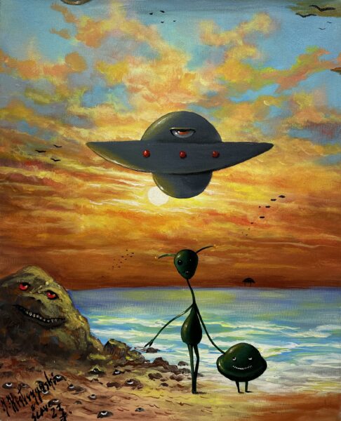 Alien sex friend - a painting by Jarosław Kiełczyński