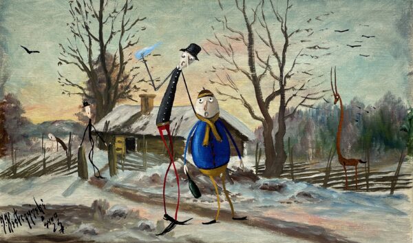 Winter games - a painting by Jarosław Kiełczyński