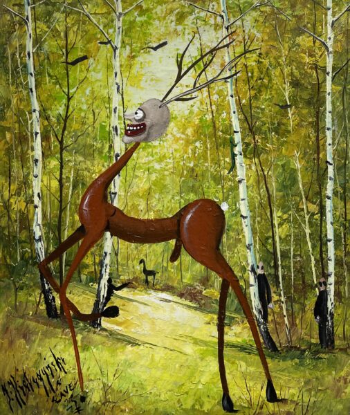 Deer - a painting by Jarosław Kiełczyński