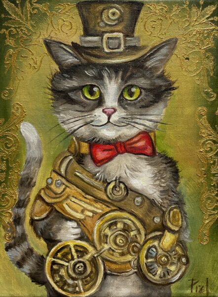 Cyberpunk cat - a painting by Przemiła Kościelna