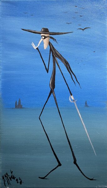 Psst let’s go again - a painting by Jarosław Kiełczyński