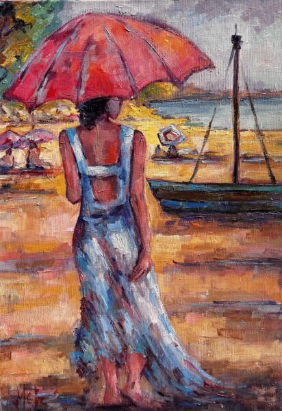 On the beach - a painting by Leszek Metz
