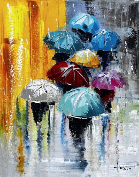 Umbrellas - a painting by Alfred Anioł