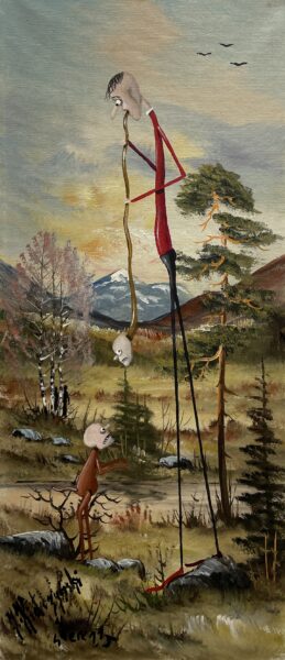 Gourmet and his dog Czesiek - a painting by Jarosław Kiełczyński