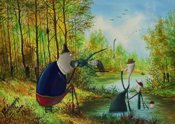 Neighborhood meetings - a painting by Jarosław Kiełczyński