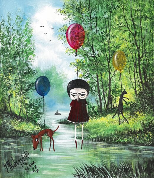 Girl with a balloon - a painting by Jarosław Kiełczyński