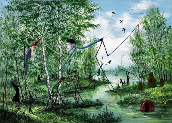 Uwe and his cyclist - a painting by Jarosław Kiełczyński