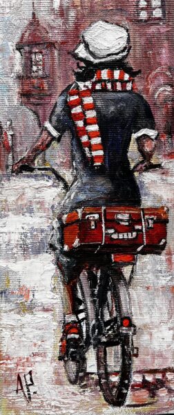 On the bike - a painting by Artur Partycki