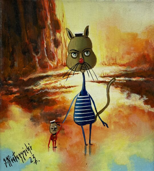 Cat - a painting by Jarosław Kiełczyński