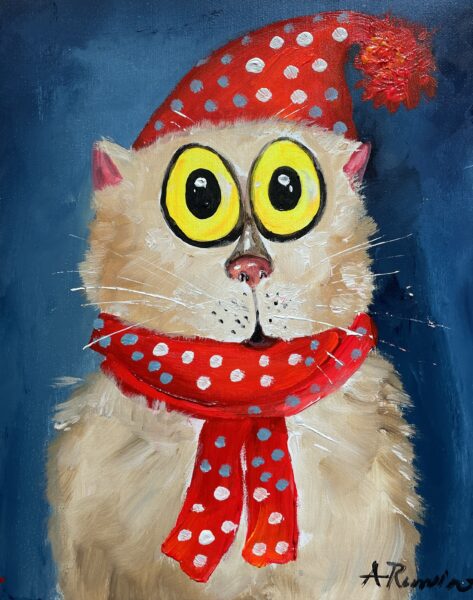 Scared cat - a painting by Adam Rawicz
