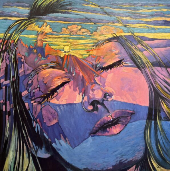 Tatiana z głową w chmurach - a painting by Ireneusz Młynarczyk